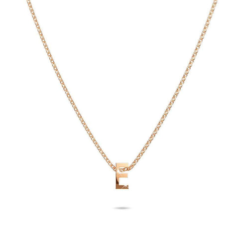 Initials Brick Alphabet Letter Necklace Rose Gold Layered Steel Jewellery
